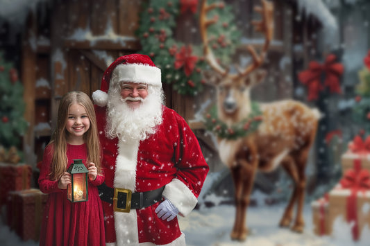 Gatsby Festive Reindeer Barn Photography Backdrop Gbsx-00917