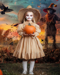 Gatsby Autumn Halloween Scarecrow Field Photography Backdrop Gbsx-00923