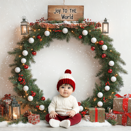 Gatsby Christmas Joy To The World Wreath Photography Backdrop Gbsx-01113