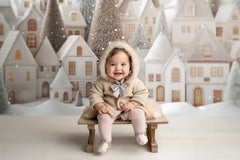 Gatsby White Snowy Winter Village Photography Backdrop Gbsx-01129