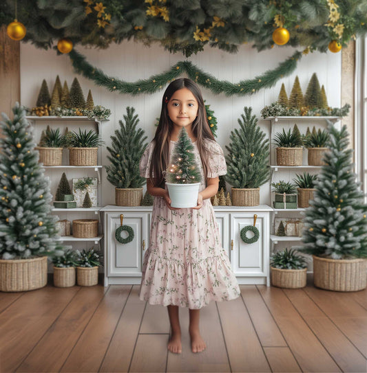 Gatsby Christmas Greenery Kitchen Photography Backdrop Gbsx-01151