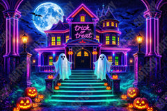 Gatsby Neon Haunted Mansion Halloween Photography Backdrop GB_01296