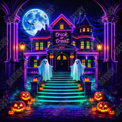 Gatsby Neon Haunted Mansion Halloween Photography Backdrop GB_01296