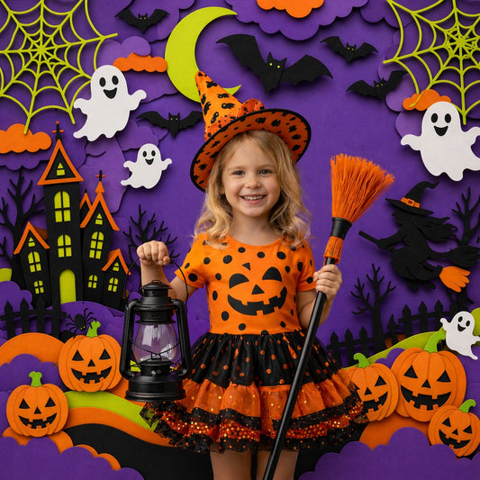 Gatsby Cute Halloween Paper Craft Photography Party Backdrop GB_01297