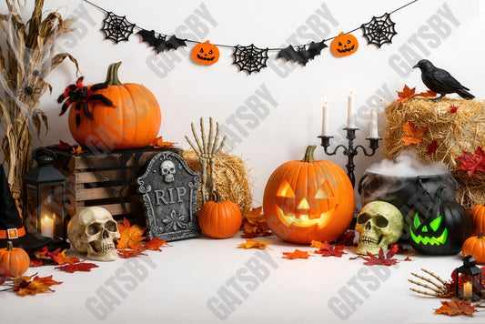 Gatsby Classic Halloween Pumpkin Decor Photography Party Backdrop GB_01298