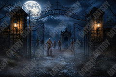 Creepy Zombie Cemetery Graveyard Night Photography Backdrop GB_01300
