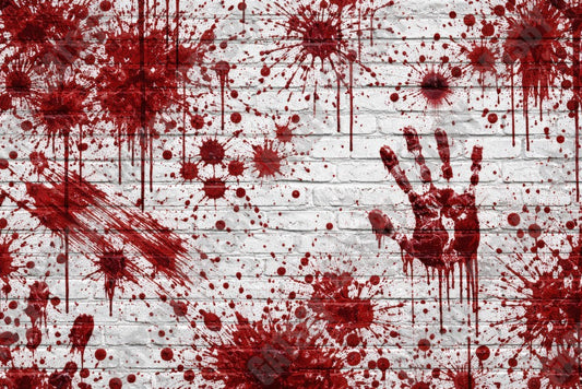 Gatsby Bloody Handprint Brick Wall Photography Party Backdrop GB_01302