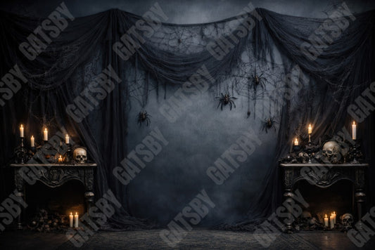Gatsby Gothic Spider Halloween Interior Photography Backdrop GB_01303