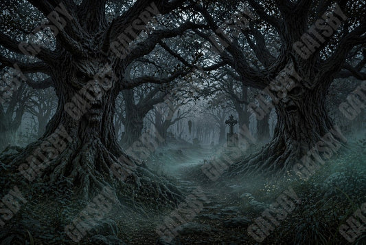 Gatsby Creepy Evil Forest Trees Photography Backdrop GB_01304