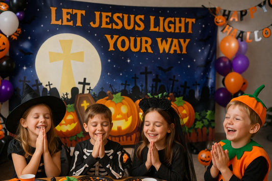 Gatsby Halloween Pumpkin Cross Photography Party Backdrop GB_01305