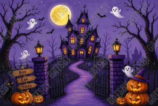 Gatsby Cute Spooky Castle Halloween Photography Party Backdrop GB_01307