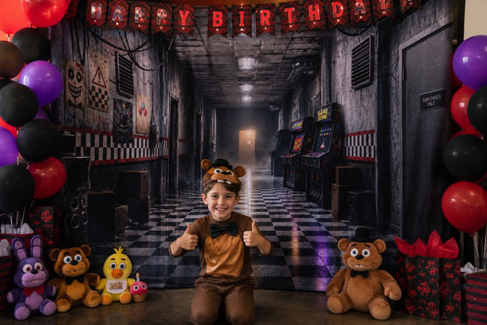 Gatsby Creepy Arcade Hallway Photography Party Backdrop GB_01315