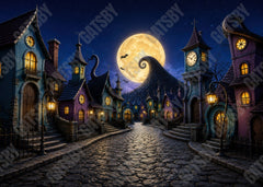 Gatsby Whimsical Halloween Village Photography Party Backdrop GB_01323