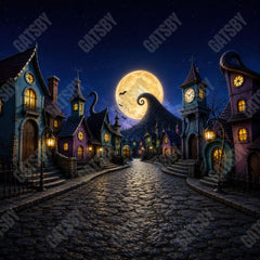 Gatsby Whimsical Halloween Village Photography Party Backdrop GB_01323