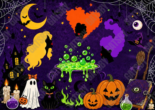 Gatsby Cute Witch Sisters Photography Party Backdrop GB_01329