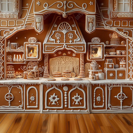 Gatsby Gingerbread Christmas Kitchen Photography Backdrop GBSX-00040