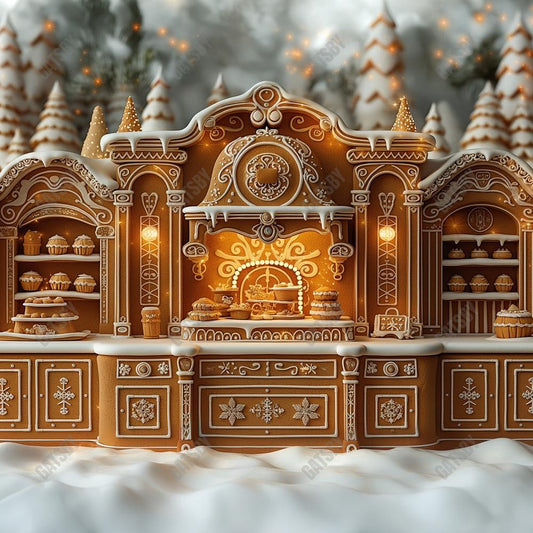 Gatsby Gingerbread Christmas Kitchen Photography Backdrop GBSX-00041