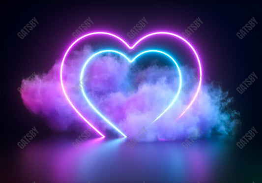 Gatsby Glowing Neon Heart Photography Backdrop Gbsx-01252