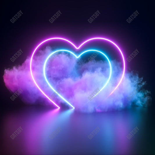 Gatsby Glowing Neon Heart Photography Backdrop Gbsx-01252