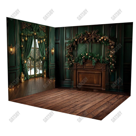 Gatsby Green Dream Pine Headboard Room Set Backdrop GBSX-00070&GBSX-00071&AEC-00775