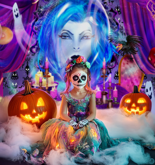 Gatsby Halloween Purple Haunted House Photography Backdrop Gbsx-00242