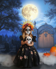 Gatsby Halloween Night Cemetery Tombstone Photography Backdrop Gbsx-01038