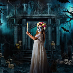 Halloween Scary Night Cemetery Photography Backdrop