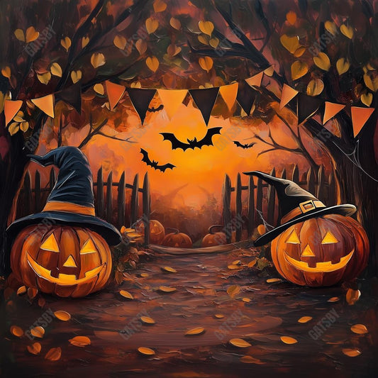 Gatsby Halloween Forest Witch Pumpkin Photography Backdrop Gbsx-01180