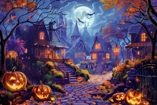 Gatsby Halloween Spooky Town Photography Backdrop Gbsx-00556