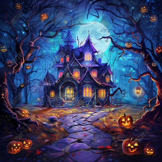 Gatsby Haunted Forest Glowing Castle  Photography Backdrop Gbsx-00555