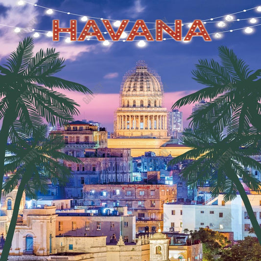 Gatsby Havana Night Buildings Photography Backdrop Gbsx-00582