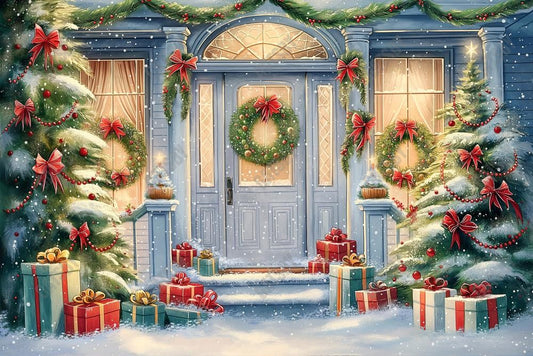 Gatsby Lighted Christmas House Photography Backdrop GBSX-00114