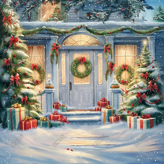 Gatsby Lighted Christmas House Photography Backdrop GBSX-00114