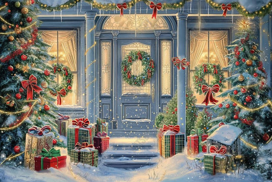 Gatsby Lighted Christmas House Photography Backdrop GBSX-00146