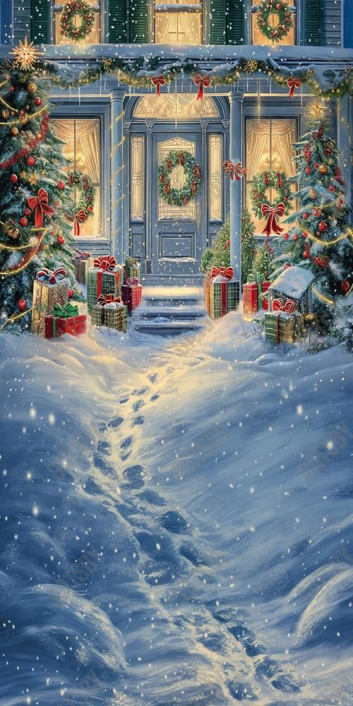 Gatsby Lighted Christmas House Photography Backdrop GBSX-00147