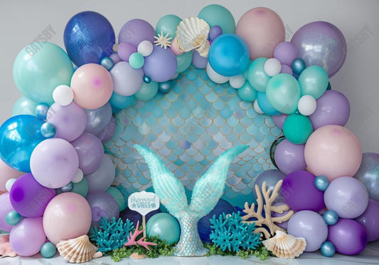 Gatsby Mermaid Cake Smash Photography Backdrop GBSX-00091