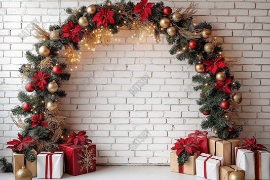 Gatsby Merry Christmas Arched Wall Photography Backdrop Gbsx-01110