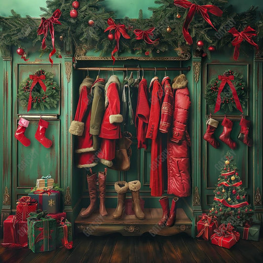 Gatsby Merry Christmas Closet Photography Backdrop Gbsx-00328