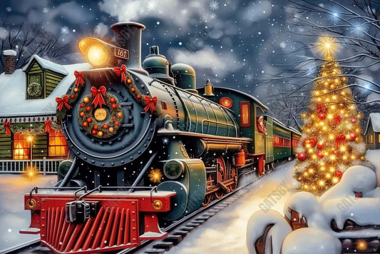 Gatsby North Pole Express Train Photography Backdrop GBSX-00115