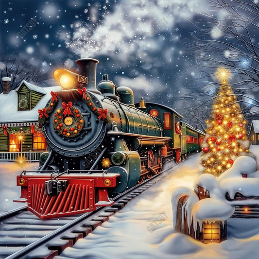 Gatsby North Pole Express Train Photography Backdrop GBSX-00115