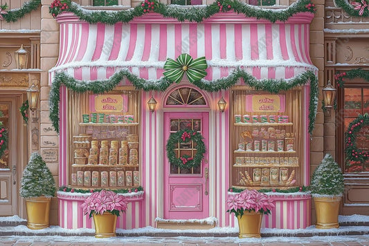 Gatsby Pink Chirstmas Candy Shop Photography Backdrop Gbsx-01093