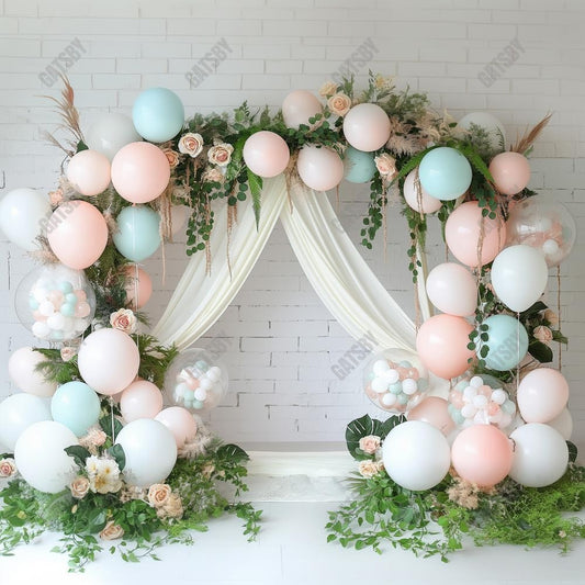 Gatsby Pink Floral Balloon Photography Backdrop Gbsx-00407