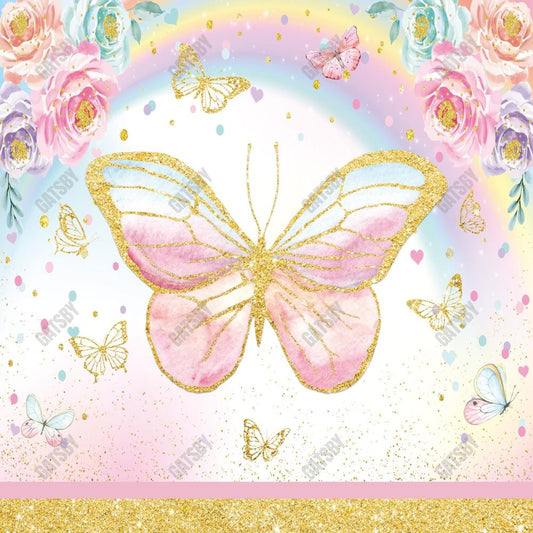 Gatsby Pink Flower Butterfly Photography Backdrop Gbsx-00501