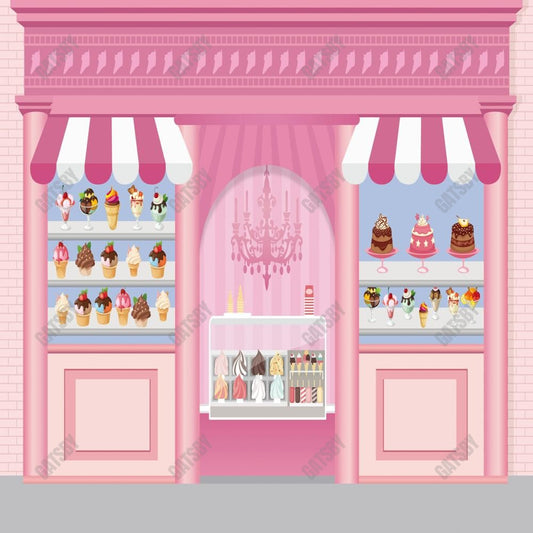 Gatsby Pink Ice Cream Shop Photography Backdrop Gbsx-00420