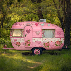Gatsby Pink Vintage Camper Photography Backdrop Gbsx-01396