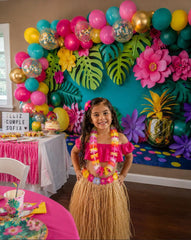 Tropical Paper Leaves & Flowers Backdrop
