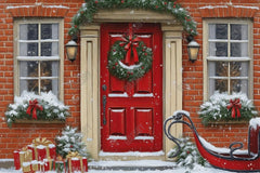 Gatsby Red Christmas Door Photography Backdrop Gbsx-01188