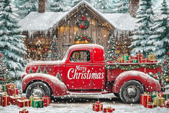 Gatsby Red Christmas Truck Photography Backdrop Gbsx-01153