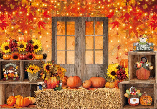 Rustic Autumn Barn Door Photography Backdrop GBSX-99887