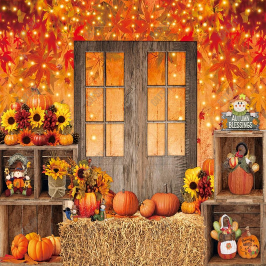 Rustic Autumn Barn Door Photography Backdrop GBSX-99887